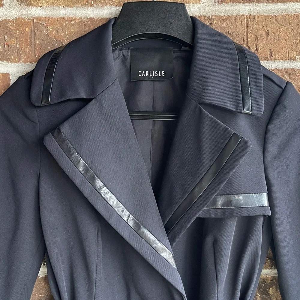 Carlisle Black Trench Coat with Belted Waist - Picture 7 of 15